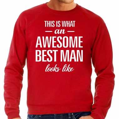 Awesome best man / getuige cadeau sweater rood heren