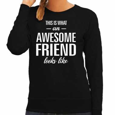 Awesome friend / vriend cadeau trui zwart dames