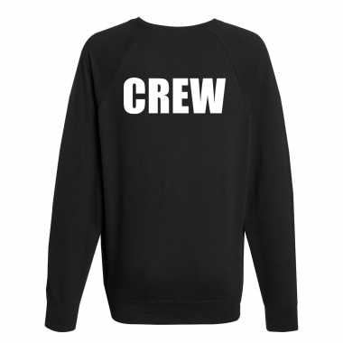 Crew / personeel tekst sweater / trui zwart heren