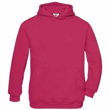 Fuchsia katoenmix sweater capuchon meisjes