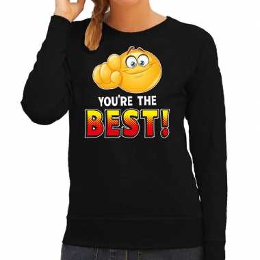 Funny emoticon sweater you are the best zwart dames
