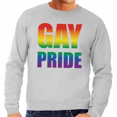 Gay pride regenboog sweater grijs heren