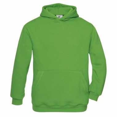 Groene katoenmix sweater capuchon meisjes