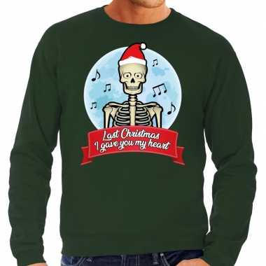 Grote maat kersttrui groen last x mas i gave you my heart heren