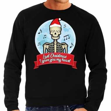 Grote maat kersttrui zwart last x mas i gave you my heart heren