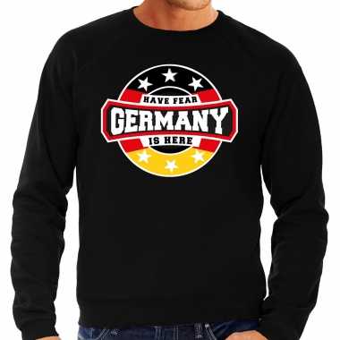 Have fear germany is here / duitsland supporter sweater zwart heren