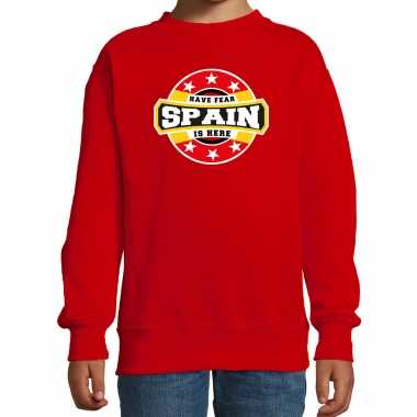 Have fear spain is here / spanje supporters sweater rood kids