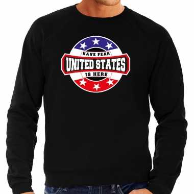 Have fear united states is here / amerika supporter sweater zwart heren