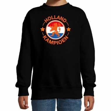 Holland kampioen leeuw zwarte sweater / trui holland / nederland supporter ek/ wk kinderen