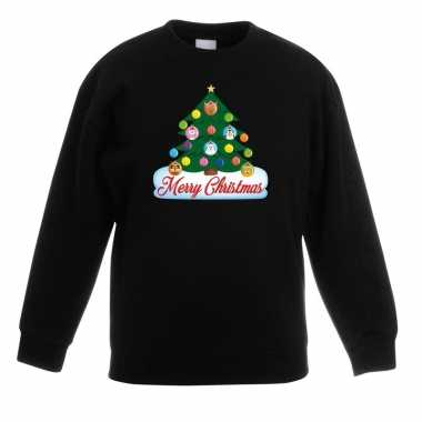 Kersttrui dieren kerstboom zwart kinderen