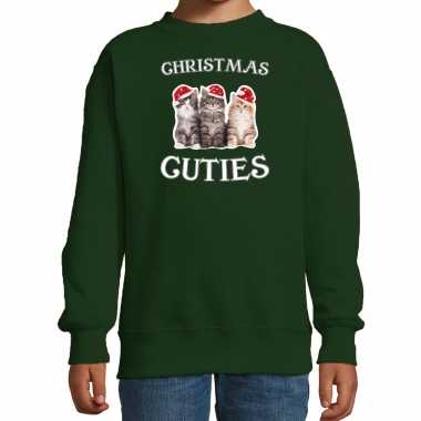 Kitten kerst sweater / outfit christmas cuties groen kinderen