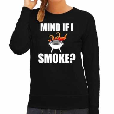 Mind if i smoke bbq / barbecue cadeau sweater / trui zwart dames