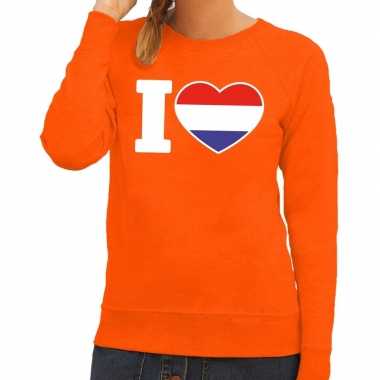 Oranje i love holland sweater dames