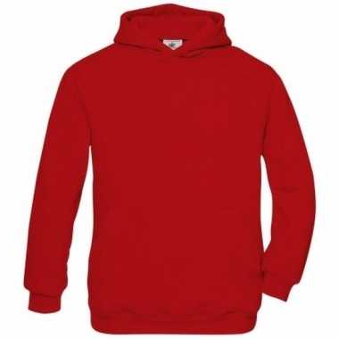 Rode katoenmix sweater capuchon meisjes