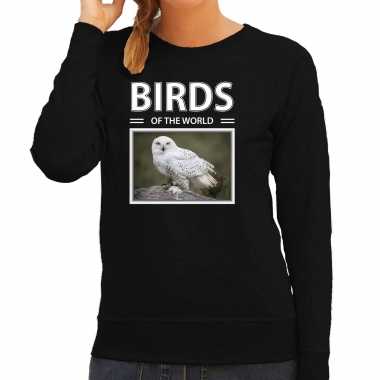 Sneeuwuilen sweater / trui dieren foto birds of the world zwart dames