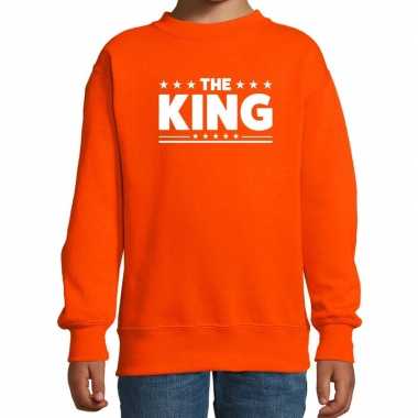 The king tekst sweater oranje kids