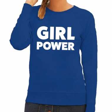 Toppers girl power tekst sweater blauw dames