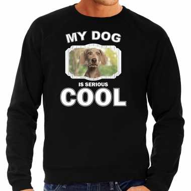 Weimaraner honden sweater / trui my dog is serious cool zwart heren