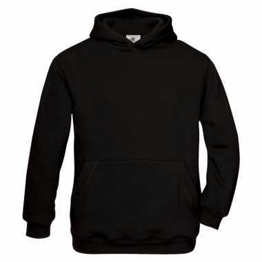Zwarte katoenmix sweater capuchon jongens