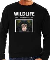 Aap sweater trui dieren foto wildlife of the world zwart heren 10265003