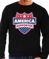 Amerika america schild supporter sweater zwart heren