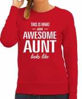 Awesome aunt tante cadeau trui rood dames