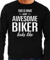 Awesome biker motorrijder cadeau sweater zwart heren