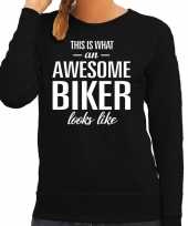 Awesome biker motorrijdster cadeau sweater trui zwart dames