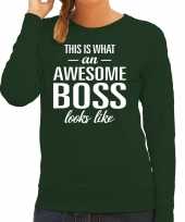 Awesome boss baas cadeau sweater trui groen dames