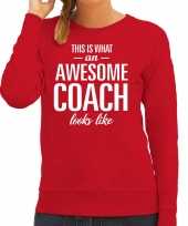 Awesome coach trainer cadeau sweater trui rood dames