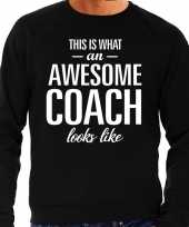 Awesome coach trainer cadeau sweater zwart heren
