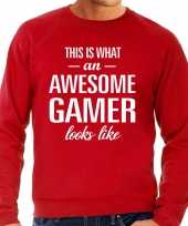 Awesome geweldige gamer cadeau sweater rood heren