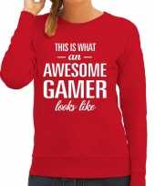 Awesome geweldige gamer cadeau sweater trui rood dames