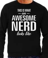 Awesome geweldige nerd cadeau sweater zwart heren