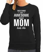Awesome new mom sweater trui zwart dames cadeau aanstaande moeder zwanger