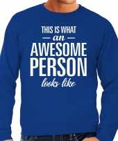 Awesome person persoon cadeau sweater blauw heren