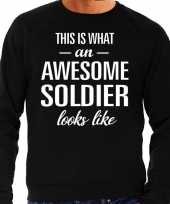 Awesome soldier soldaat cadeau sweater zwart heren