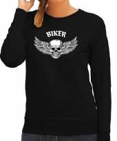 Biker fashion sweater motorrijder zwart dames