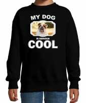 Britse bulldog honden trui sweater my dog is serious cool zwart kinderen 10256706