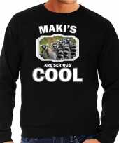 Dieren maki familie sweater zwart heren makis are cool trui