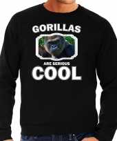 Dieren stoere gorilla sweater zwart heren gorillas are cool trui