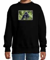 Dieren sweater trui gorilla apen foto zwart kinderen