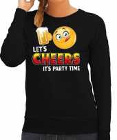 Funny emoticon sweater cheers its party time zwart dames
