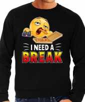 Funny emoticon sweater i need a break zwart heren