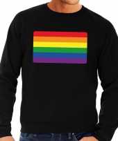 Gay pride regenboog vlag sweater zwart heren