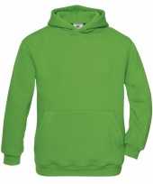 Groene katoenmix sweater capuchon meisjes