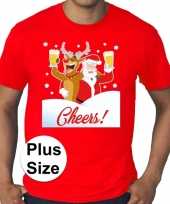 Grote maten fout kerst-shirt dronken kerstman rood heren
