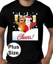 Grote maten fout kerst-shirt dronken kerstman zwart heren