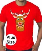 Grote maten fout kerst-shirt rudolf rendier rood heren