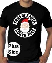 Grote maten fout kerst-shirt sons of santa zwart heren